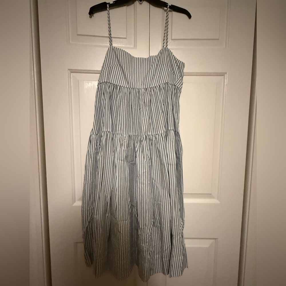 J. Crew Women's Midi Dress in Blue and White Stripes